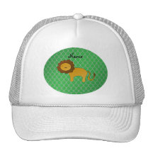 Personalized name lion green dragon scales mesh hat