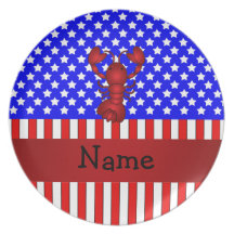 Personalized name lobster patriotic dinner plates