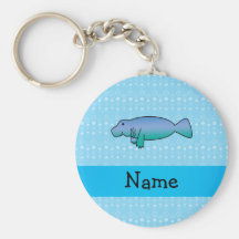 Personalized name manatee blue bubbles key chain