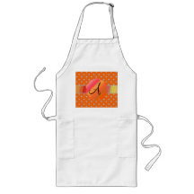 Personalized name orange diamonds hearts aprons