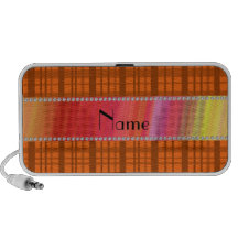 Personalized name orange plaid pattern iPhone speakers