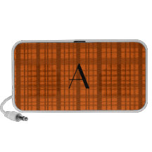 Personalized name orange plaid pattern speaker