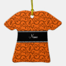 Personalized name orange swirls christmas ornaments