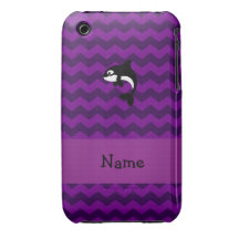 Personalized name orca whale purple chevrons Case-Mate iPhone 3 case