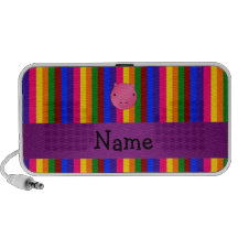 Personalized name pig face rainbow stripes iPhone speaker