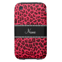 Personalized name pink leopard pattern iPhone 3 tough case
