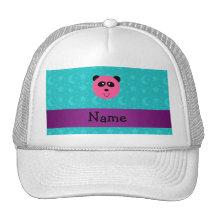 Personalized name pink panda turquoise stars trucker hats