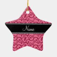 Personalized name pink swirls christmas ornaments