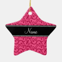 Personalized name pink swirls christmas ornaments