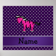 Personalized name pink zebra purple diamonds posters