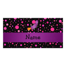 Personalized name platypus pink polka dots picture card