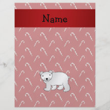 Personalized name polar bear candy cane pattern flyers