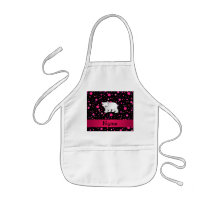 Personalized name polar bear pink polka dots aprons