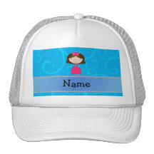 Personalized name princess blue swirls trucker hats