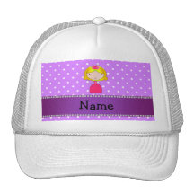 Personalized name princess purple polka dots hat