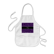 Personalized name purple diamond swirls aprons