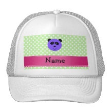 Personalized name purple panda face trucker hat