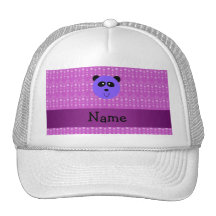 Personalized name purple panda head mesh hats