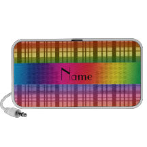 Personalized name rainbow plaid pattern speakers