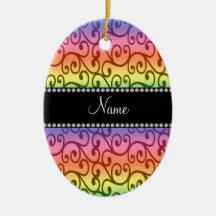 Personalized name rainbow swirls ornaments