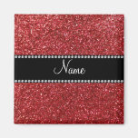 Personalized name red glitter fridge magnets