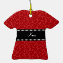 Personalized name red swirls ornament