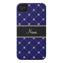 Personalized name Royal blue diamonds iPhone 4 Case-Mate Cases