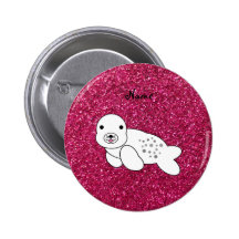 Personalized name seal pup pink glitter