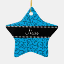 Personalized name sky blue swirls ornaments