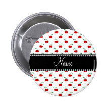 Personalized name white cherry pattern buttons