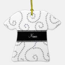 Personalized name white diamond swirls ornaments