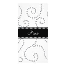 Personalized name white diamond swirls photo cards
