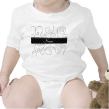 Personalized name white diamond swirls romper