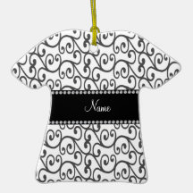 Personalized name white swirls ornament