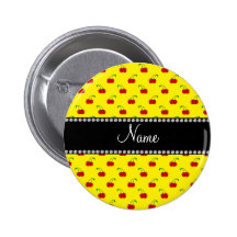 Personalized name yellow cherry pattern pinback buttons