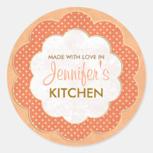 Personalized Orange Floral Dot Canning Stickers