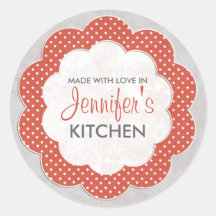 Personalized Red Floral Dot Canning Stickers