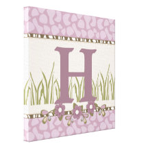 Personalized Wall Decor Girl's Purple Jungle Theme Canvas Print