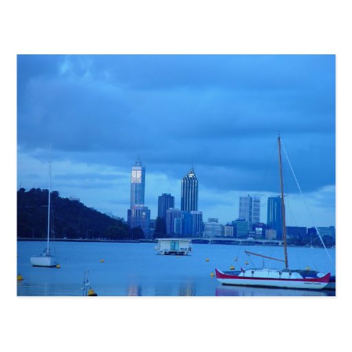 Perth Skyline From Swan River Foreshore Near Unive Postcard