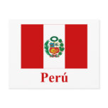 Peru Flag with Name in Spanish postcards