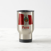 Peru Waving Flag with Name in Spanish Mug