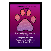 pet birth/adoption announcement business cards