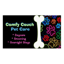 Pet Care Business Card Paw Prints Black