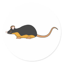 Pet Mouse. Black Tan. Round Sticker