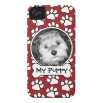 Pet Photo Frame with Paw Prints and Dog Bone Iphone 4 Covers
