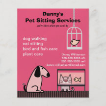 Pet Sitter's Dog & Cat Red Personalised Flyer