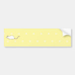 Pet White Mouse. Yellow Polka Dot Background. Bumper Sticker