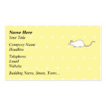 Pet White Mouse. Yellow Polka Dot Background. Business Card Templates