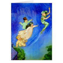 PETER PAN, WENDY, JOHN AND MICHAEL FLY AWAY GREETING CARD