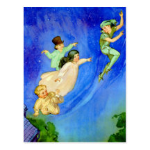 PETER PAN, WENDY, JOHN AND MICHAEL FLY AWAY POST CARDS